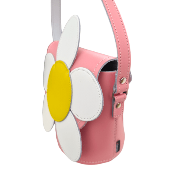 Handmade Leather Daisy Barrel Bag - Pastel Pink - Bascora