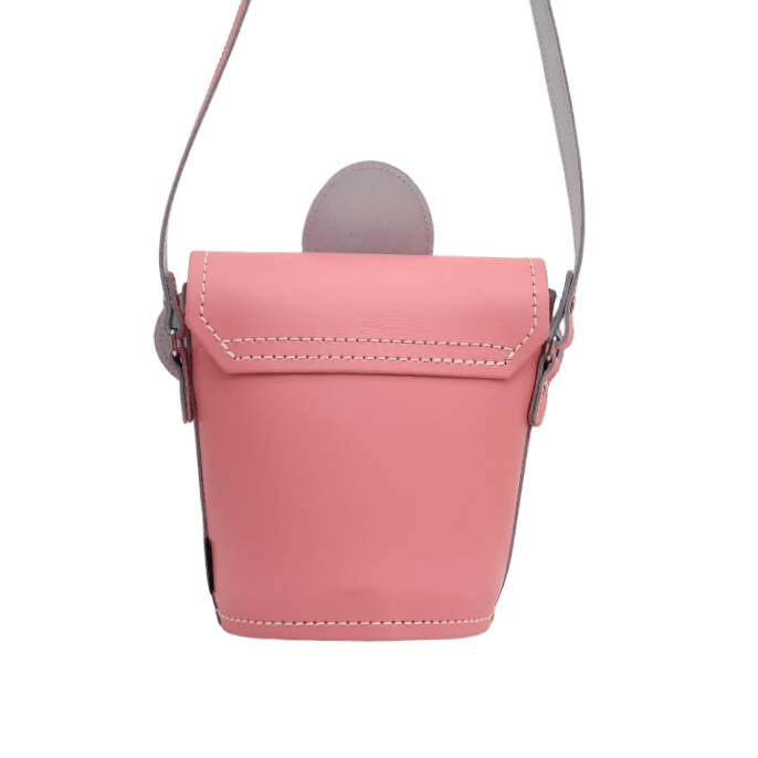 Handmade Leather Daisy Barrel Bag - Pastel Pink - Bascora