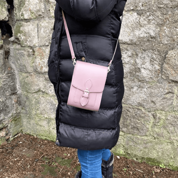 Handmade Leather Festival Phone Bag - Rose Quartz - Bascora