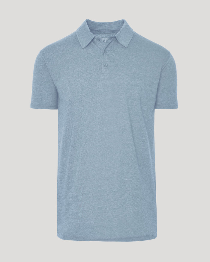 Heather Indigo Short Sleeve Tall Polo with classic collar and three-button placket.