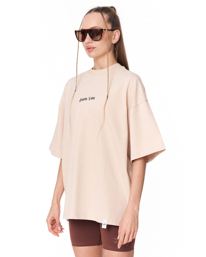 Heritage Fusion Beige Oversized T-shirt with oversized streetwear fit