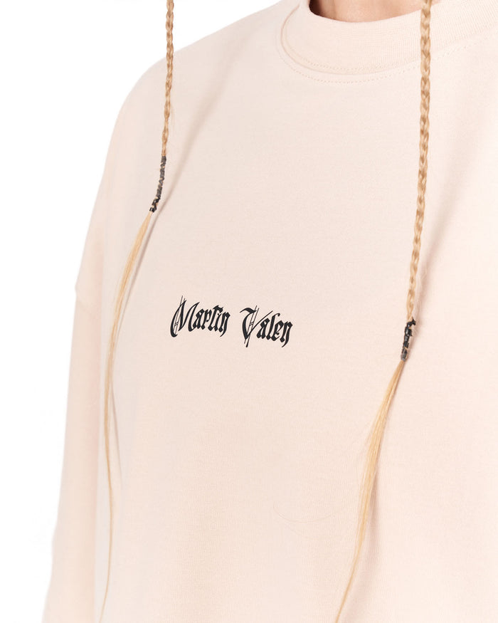 Heritage Fusion Beige Oversized T-shirt with minimal front logo detail