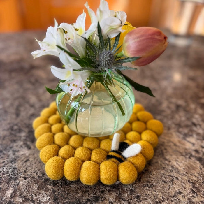 Hexagonal Trivet with Bee Fairtrade Wool Felt &Keep