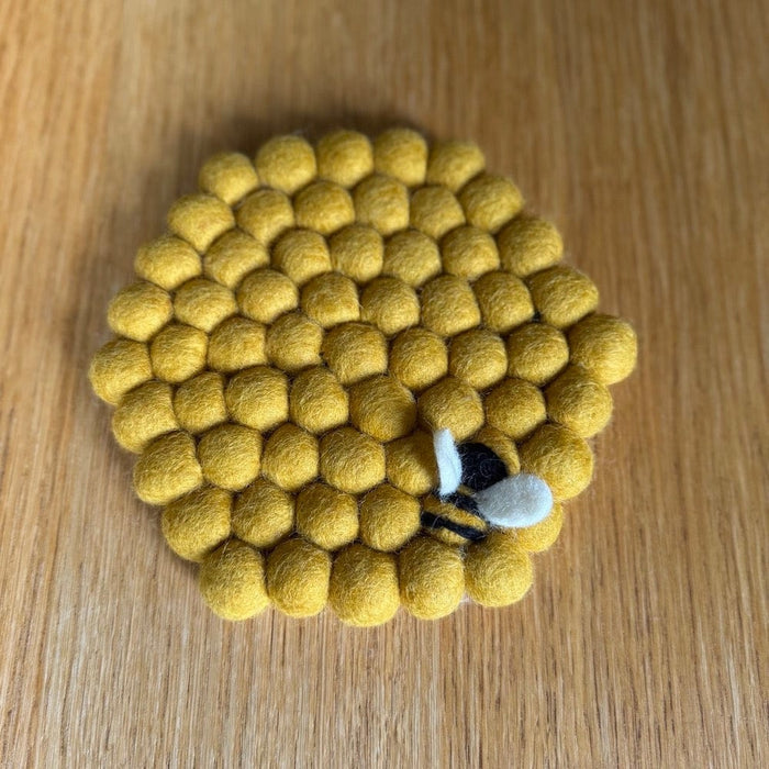 Hexagonal Trivet with Bee Fairtrade Wool Felt &Keep