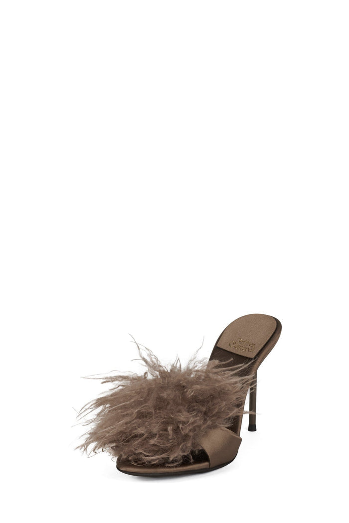 SHOPAHOLIC Jeffrey Campbell Heeled Mule Taupe Satin Combo
 _hover