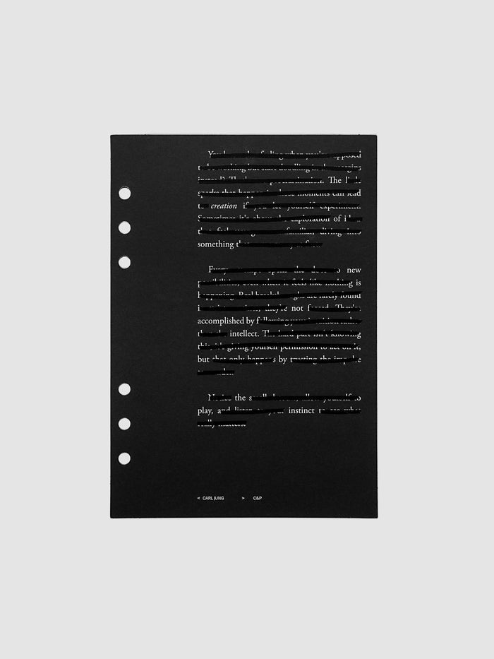Black, white, and transparent dual layer planner dashboard shown in size A5 6-Ring Punch