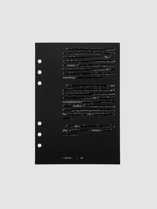 Black, white, and transparent dual layer planner dashboard shown in size A5 6-Ring Punch