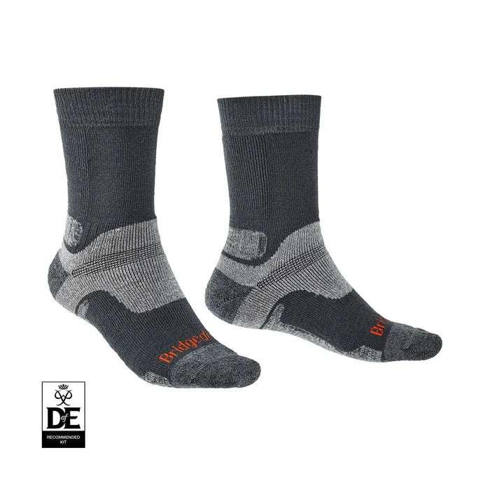 גרבי טיולים Bridgedale Hike MidWeight צמר מרינו אפורות לגברים