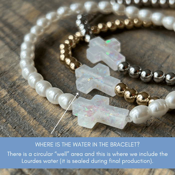 Holy Water Stretch Cross Bracelet