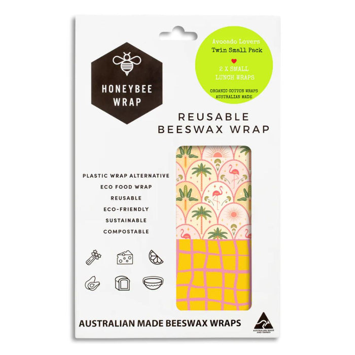 Go-For-Zero-Australia-Honeybee-Wrap-Australia-Reusable-Beeswax-Wraps-Avocado-Lovers-Twin-Pack-Summer-Range