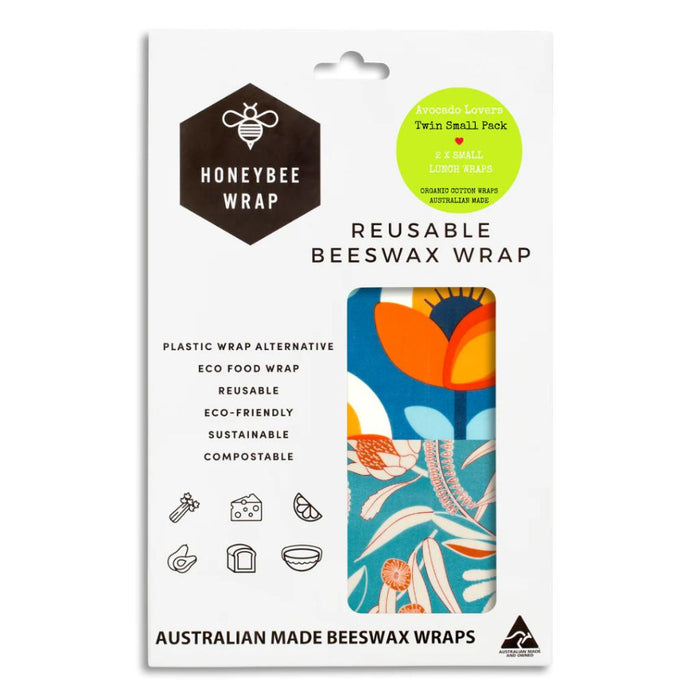 Go-For-Zero-Australia-Honeybee-Wrap-Australia-Reusable-Beeswax-Wraps-Avocado-Lovers-Twin-Pack-Australian-Range