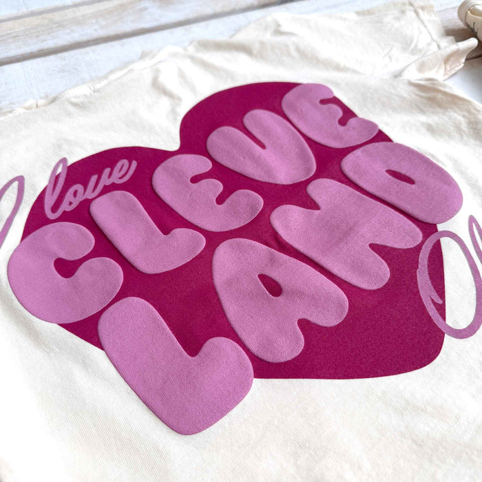 I Love Cleveland Heart - Womens Boxy Crop Crew T-Shirt - Ivory
