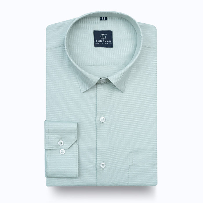 Ice Mint MattMini Textured Cotton Tencel Shirt For Men