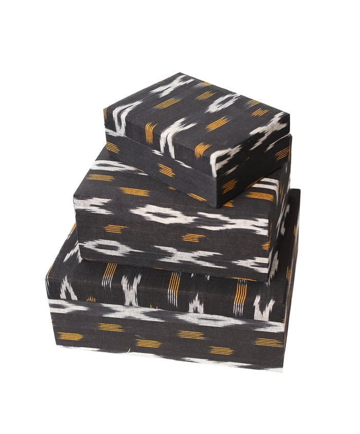 IKAT Fabric Tan Black White Box 010 (Wholesale Price)