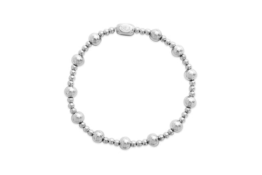 Isla Waterproof Stretch Bracelet – Mixed 3mm & 6mm Silver Beaded, Tarnish-Free