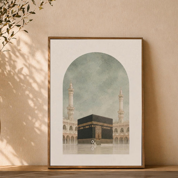 Abstract Islamic triptych wall decor showing Medina design in sage green — panel 2