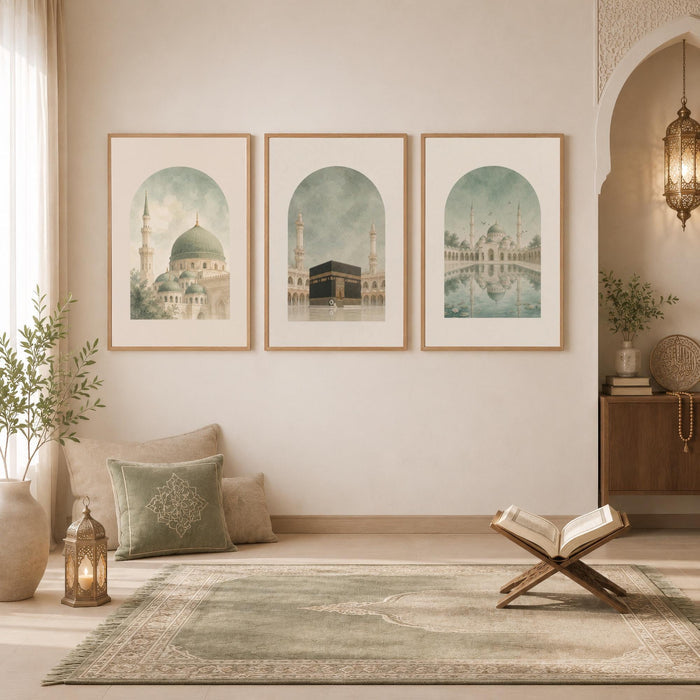 Sage green abstract Islamic wall art print for framing — panel 2