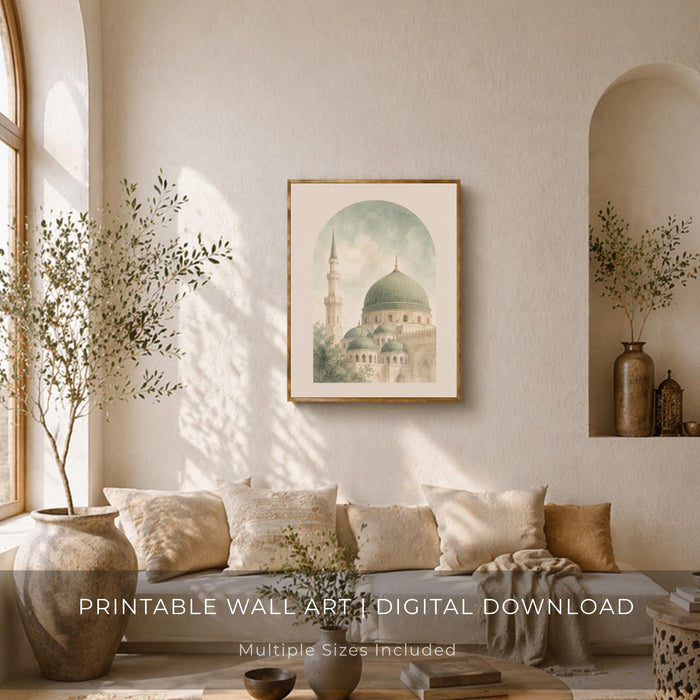 Triple-panel wall art for living room with spiritual geometry in sage green — panel 1