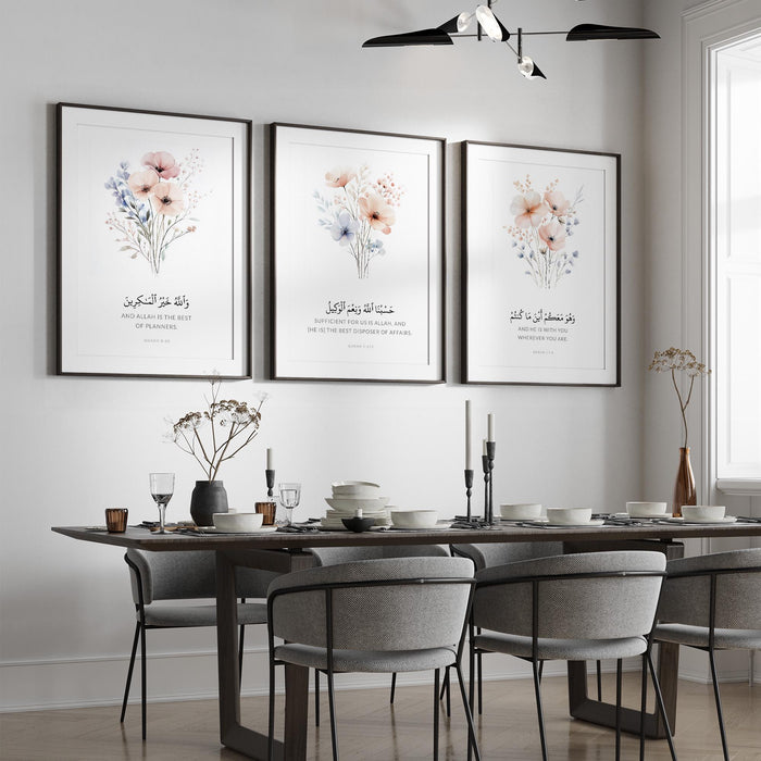 Three-panel triptych layout showing cohesive alignment