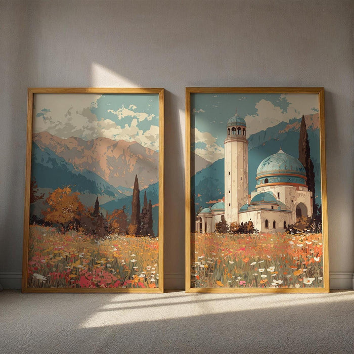 Shahada script panel from Islamic wall art set on canvas