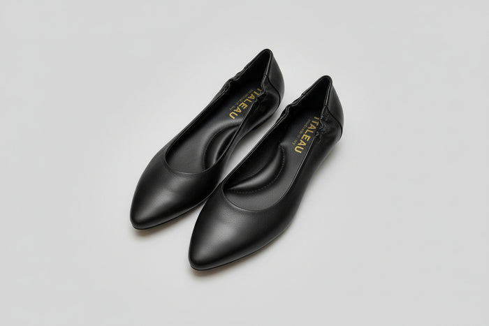 ITALEAU - Women's Black Flats EU Size 38.5 Handmade in Italy (USED)