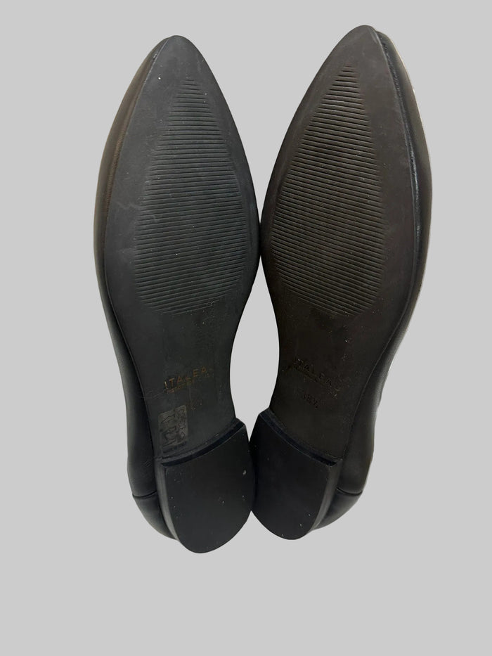 ITALEAU - Women's Black Flats EU Size 38.5 Handmade in Italy (USED)