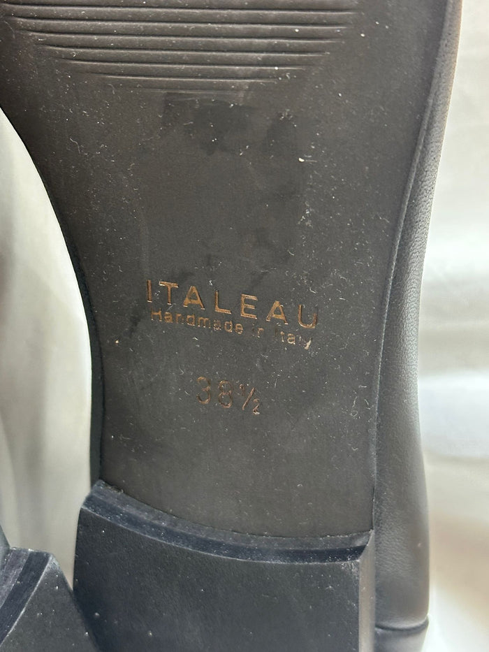 ITALEAU - Women's Black Flats EU Size 38.5 Handmade in Italy (USED)