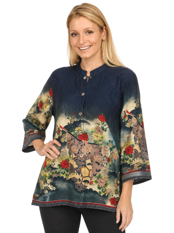 Japanese Gardern Print Blouse - 1213MOBN