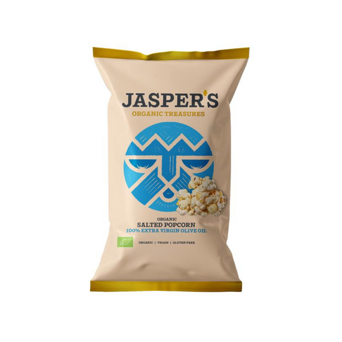 Jasper's Organic Sea Salt Popcorn 100% Extra Virgin Olive Oil 50g
