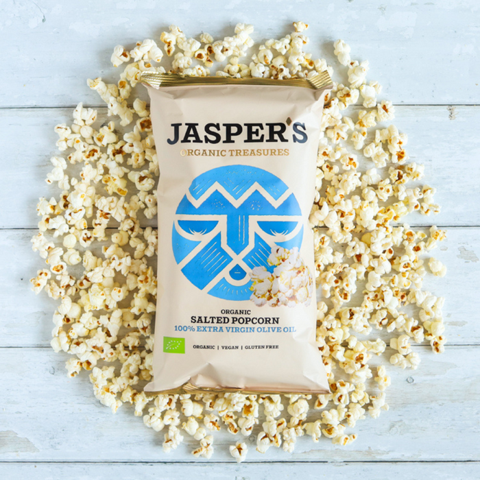 Jasper's Organic Sea Salt Popcorn 100% Extra Virgin Olive Oil 50g