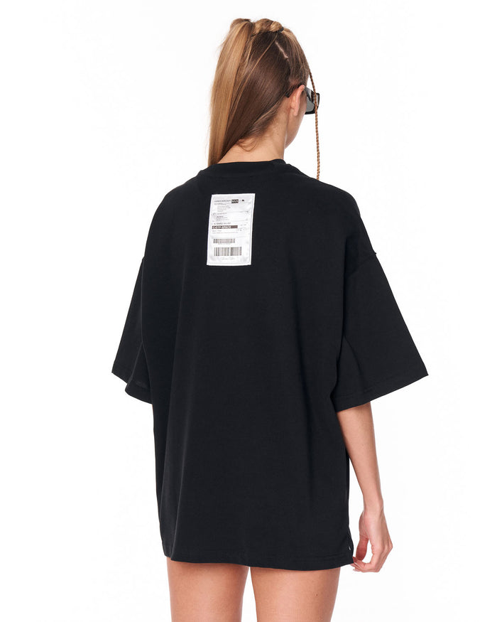 Jedi Delivery Print Oversized Black T-shirt with minimal black design