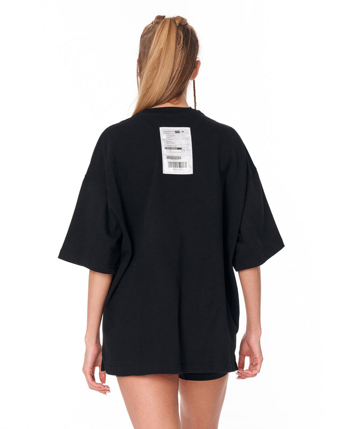 Jedi Delivery Print Oversized Black T-shirt with clean urban styling
