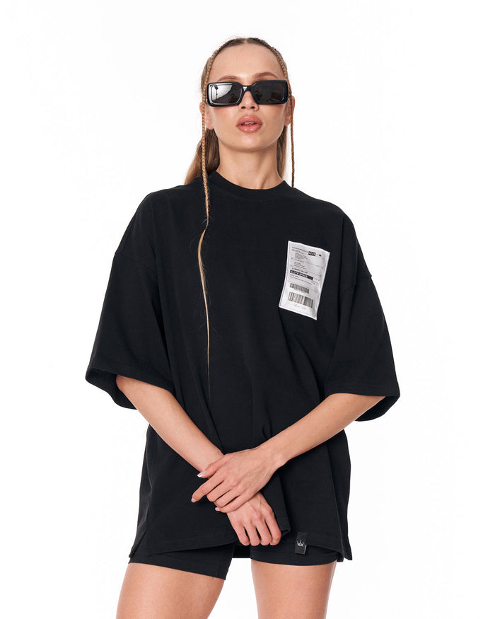 Jedi Delivery Print Oversized Black T-shirt in soft cotton streetwear style