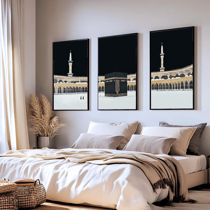 Islamic art wall decor triptych night landscape prints