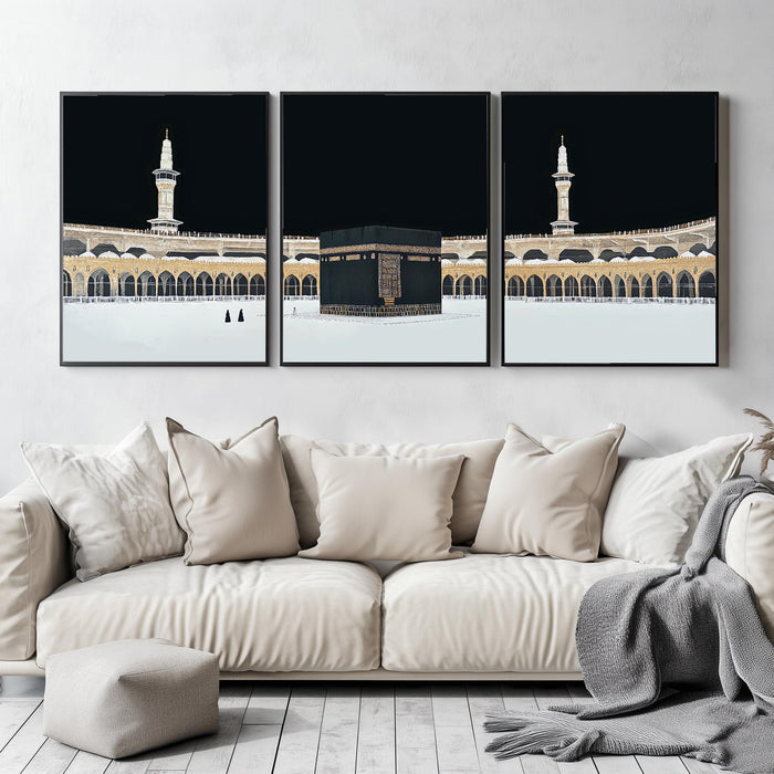 Minimal Islamic art three-panel framed canvas