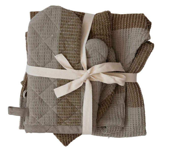 Kids Apron Set - Beige/Grey