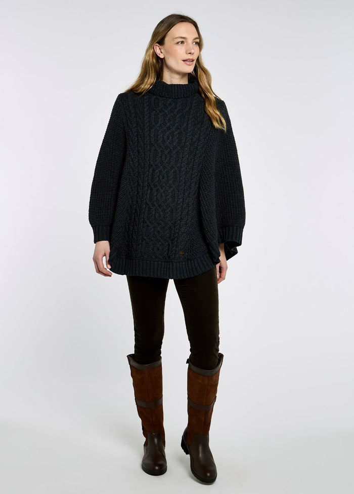 Kilronan Women’s Merino Poncho - Charcoal