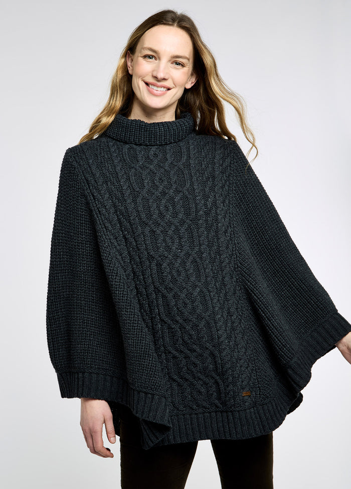 Kilronan Women’s Merino Poncho - Charcoal