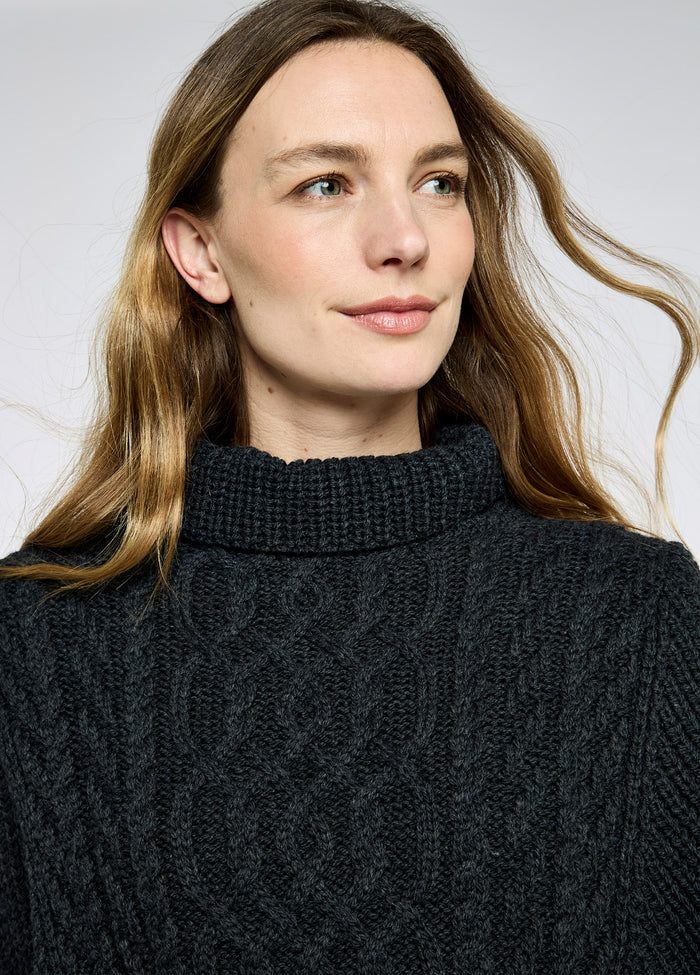 Kilronan Women’s Merino Poncho - Charcoal