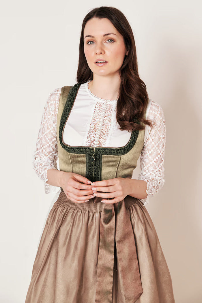 Kruger Long Dirndl 2pcs. 70cm "Danila" grun (size 42,44)
