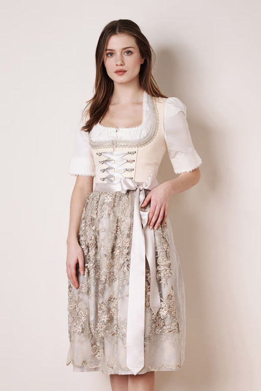 Kruger Long Dirndl 2pcs. 70cm "Monique" beige (36)