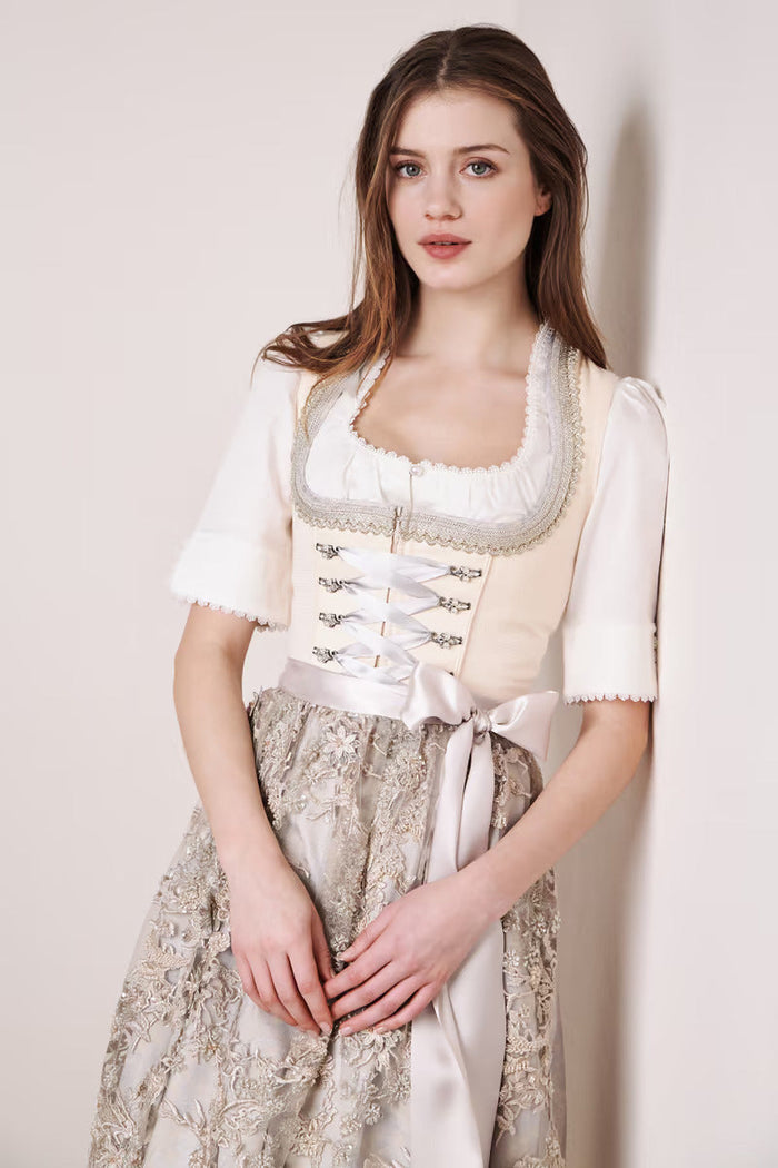 Kruger Long Dirndl 2pcs. 70cm "Monique" beige (36)