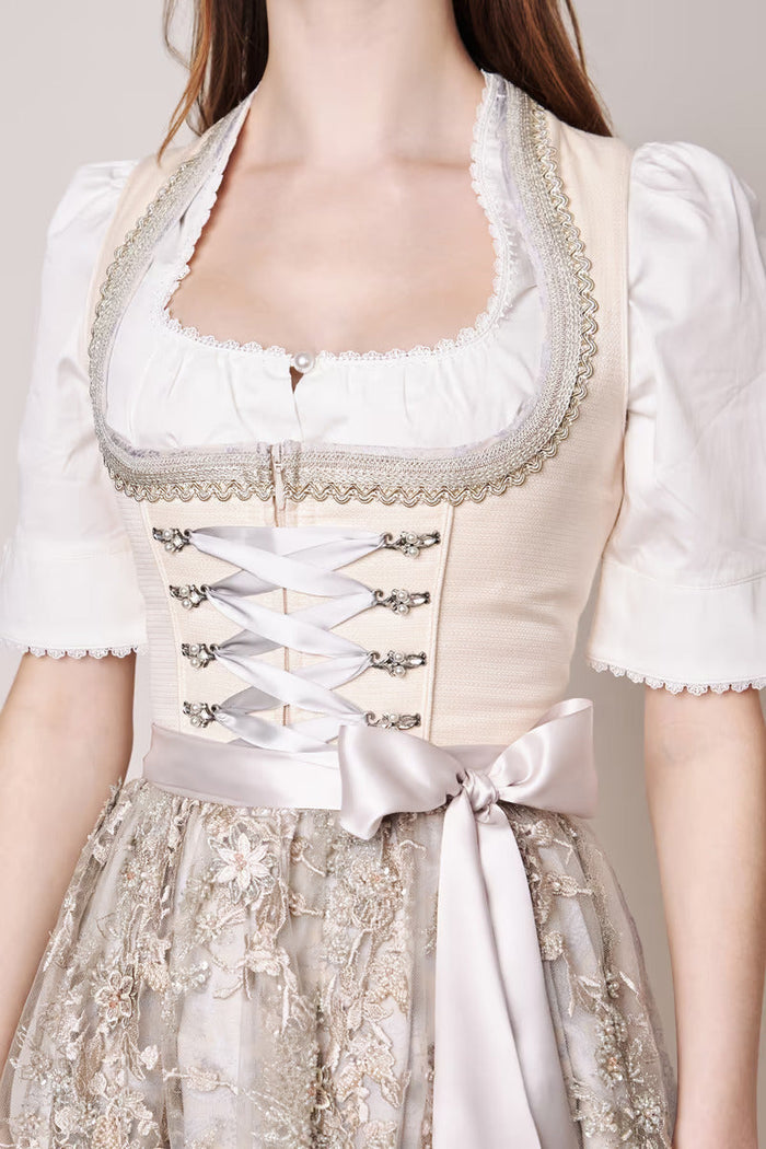 Kruger Long Dirndl 2pcs. 70cm "Monique" beige (36)