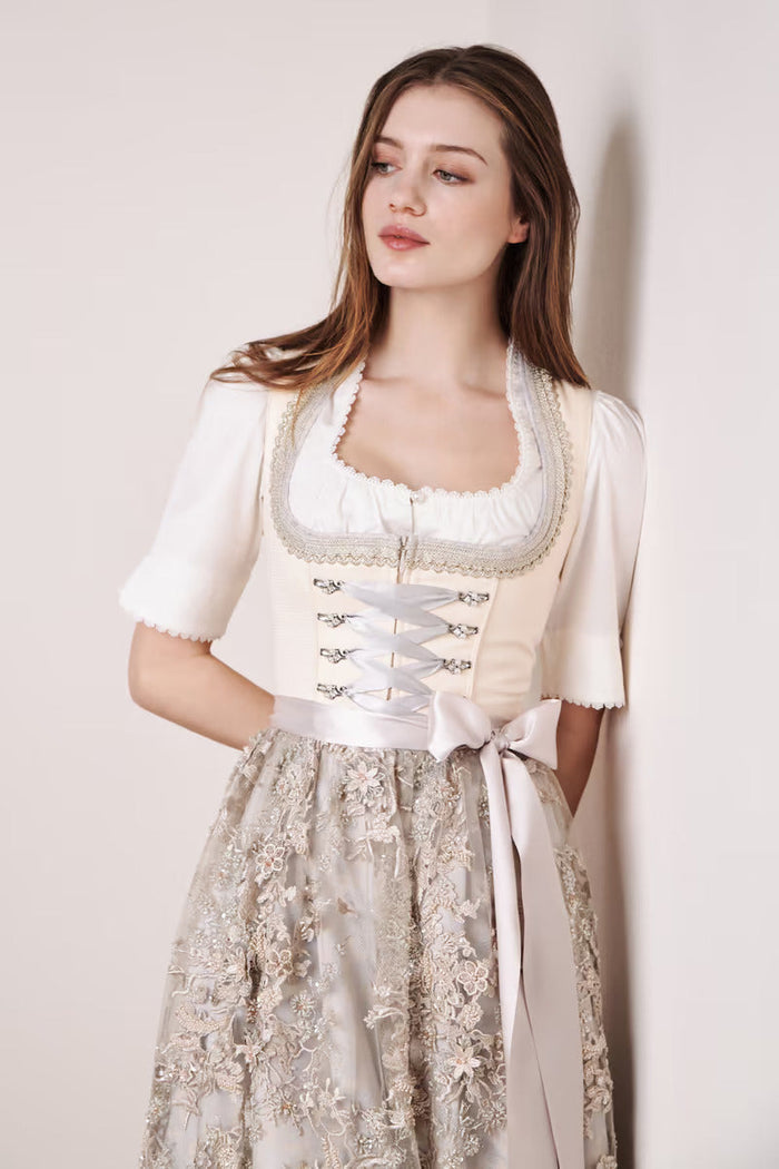 Kruger Long Dirndl 2pcs. 70cm "Monique" beige (36)
