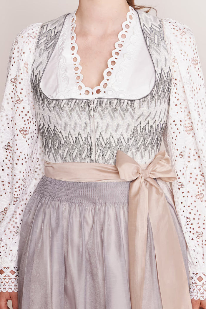 Kruger Midi Dirndl 2pcs. 60cm "Nellie" grey (38) *low stock