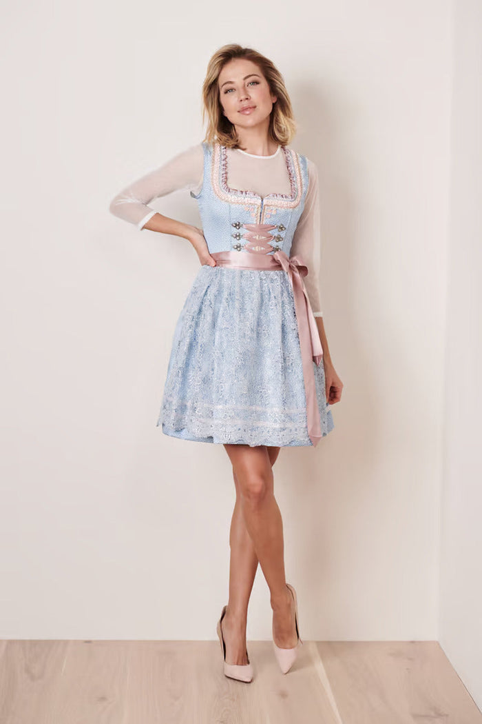 Kruger Mini Dirndl 2pcs. 50cm "Romi" light blue