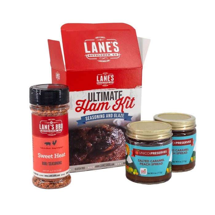 Lane's BBQ Ultimate Ham Seasoning & Glaze Kit (Sweet Heat +2 x Salted Caramel Peach Spread )