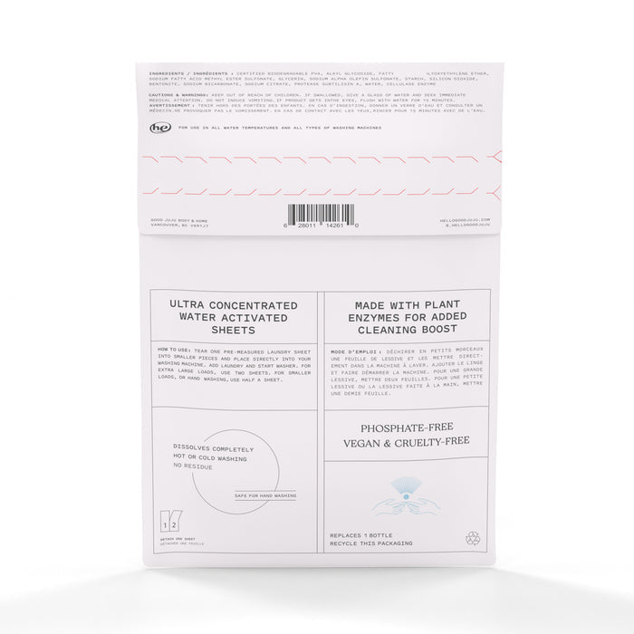 Laundry Detergent Strips (sold as case of 10)- Unscented