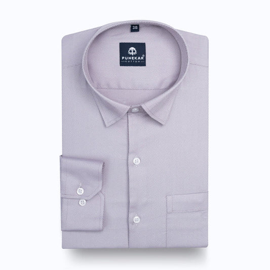 Lavender Mist Softweave Cotton Tencel Textured Shirt For Men - Punekar Cotton