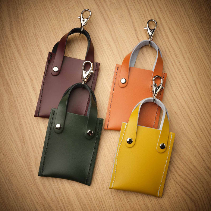 Leather Mini Tote Bag Charm – Ivy Green - Bascora